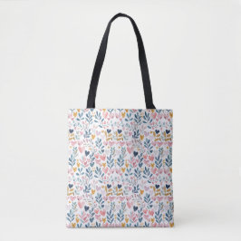 Bolsa Tote Corações em aquarela