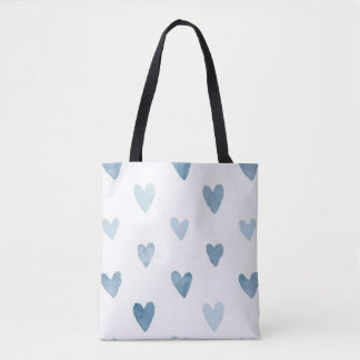 Bolsa Tote Corações em Aquarela Azul