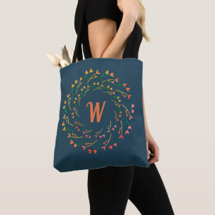 Bolsa Tote Corações Florais Com Monograma Chic Inicial