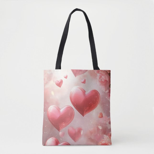 Bolsa Tote Corações Florescentes de Amor (Frente)