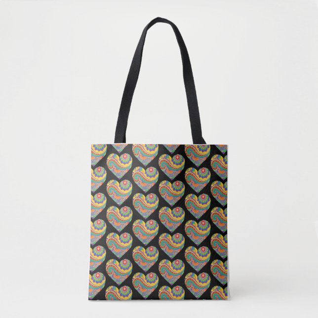 Bolsa Tote Corações Mandala (Frente)