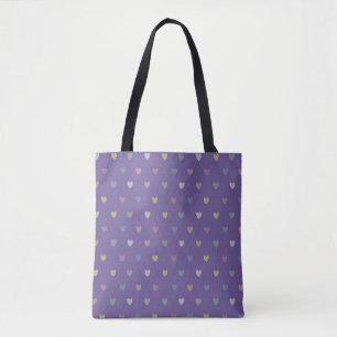 Bolsa Tote Corações minúsculos da polca no roxo ultraviole