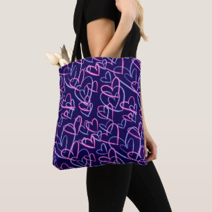 Bolsa Tote Corações Neon Brilhantes