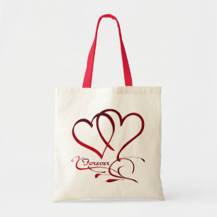 Bolsa Tote Corações para sempre vermelhos em branco