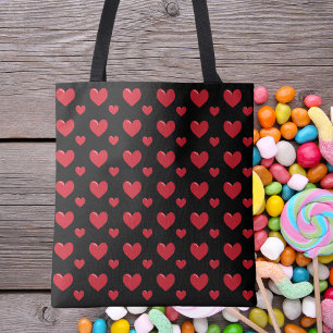 Bolsa Tote Corações Pretos e Vermelhos Simples e Chicos Moder