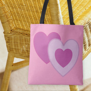 Bolsa Tote Corações Púrpuros de Pastel Rosa