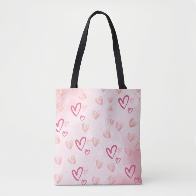 Bolsa Tote Corações Rosa (Frente)