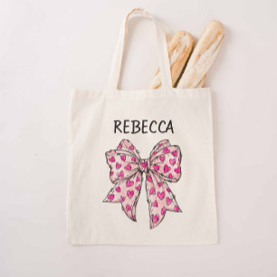 Bolsa Tote Corações Rosa Quentes do Arco Coquette
