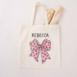 Bolsa Tote Corações Rosa Quentes do Arco Coquette
