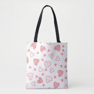 Bolsa Tote Corações Rosa Simples