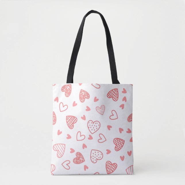 Bolsa Tote Corações Rosa Simples (Frente)