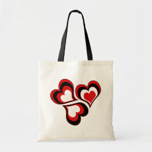 Bolsa Tote Corações, vermelho, preto, branco, Dia de os namor