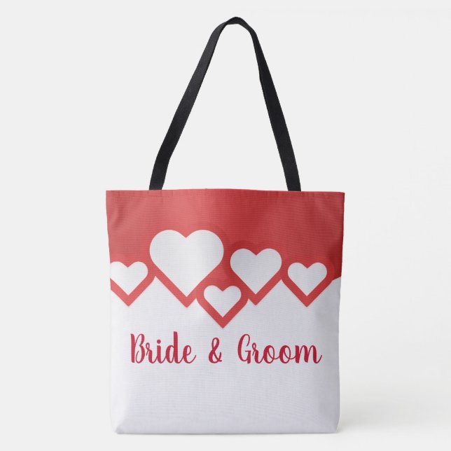 Bolsa Tote Corações Vermelhos, Noiva E Groom (Frente)
