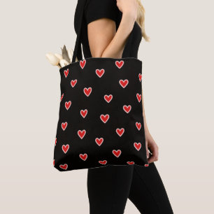 Bolsa Tote Corações Vermelhos Rosados Pretos