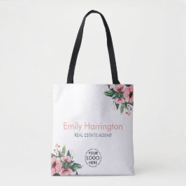 Bolsa Tote Corada Flor Cinza Corretora de Imóveis