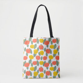 Bolsa Tote Coral e Flores Douradas