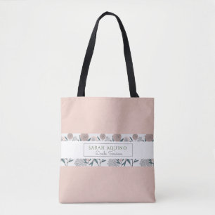 Bolsa Tote Coral empoeirado com o promocional floral de Doula