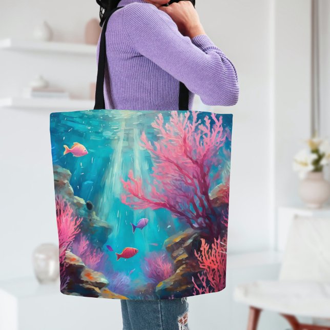 Bolsa Tote Coral Reef Abstrato Ocean Arte Moderna (Criador carregado)