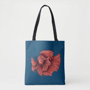 Bolsa Tote Coral Siamese lutando peixes