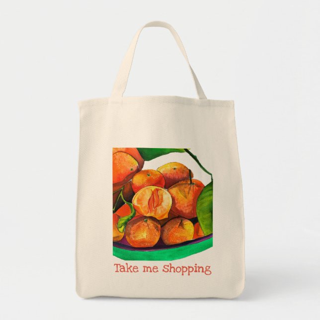 Bolsa Tote Corante laranja-tangerina fruta (Frente)