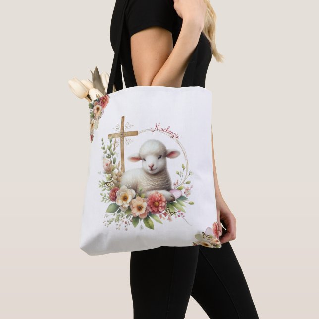 Bolsa Tote Corda de Páscoa Personalizada em Aquarela (Close Up)