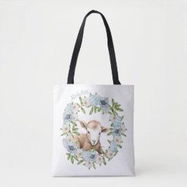 Bolsa Tote Corderiro de Páscoa Aquarela Personalizado