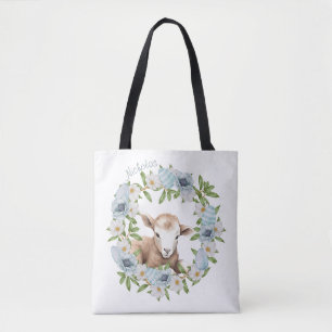 Bolsa Tote Corderiro de Páscoa Aquarela Personalizado