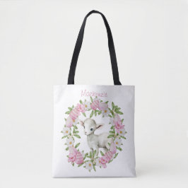 Bolsa Tote Cordero de Páscoa em Aquarela Personalizado