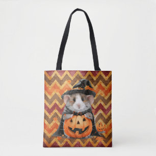 Bolsa Tote Cordilheira Cuja Guiné Pig Halloween Chevron