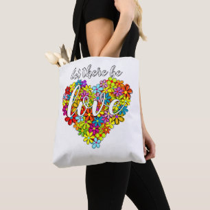 Bolsa Tote Cores da Bandeira do Arco-Íris Colorido Padrão Flo