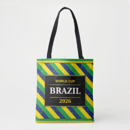 Bolsa Tote Cores da Bandeira do Fã de Futebol do Brasil Faixa