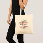 Bolsa Tote Cores d'água Coloridas Flores de Rua Bridesmaid<br><div class="desc">Flores de aquarelas coloridas modernas elegantes cortadas por terra,  personalizáveis - Bridesmaid - modelo de texto.</div>