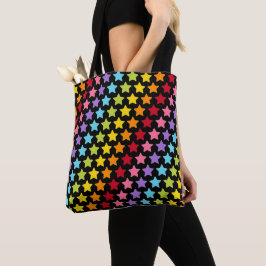Bolsa Tote Cores de Arco-íris Estrelas Impressas