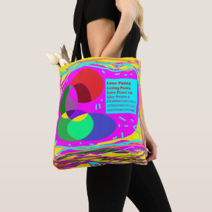 Bolsa Tote Cores de arte hippies de paz para o Natal e qualqu