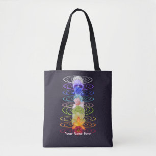 Bolsa Tote Cores de Chakras Flores Meditação Zen