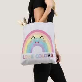 Bolsa Tote Cores do amor arte de arco-íris desenhos de valent
