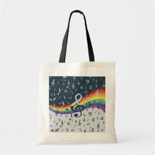 Bolsa Tote Cores do arco-íris da onda do Clef de triplo