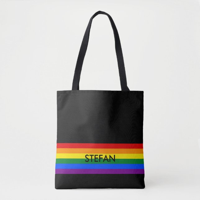 Bolsa Tote CORES DO RAINBOW FLAG + suas ideias (Frente)