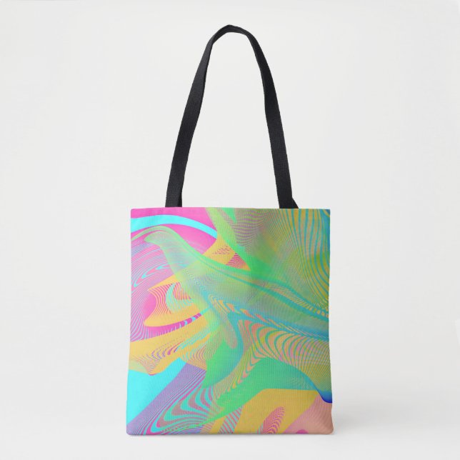 Bolsa Tote CORES FLUO - Arte Fractal - (Frente)