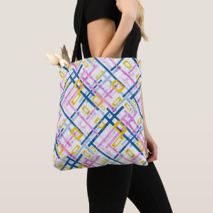 Bolsa Tote Cores geométricas brilhantes, sem costura, forma