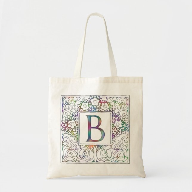 Bolsa Tote Cores macias do monograma b (Frente)