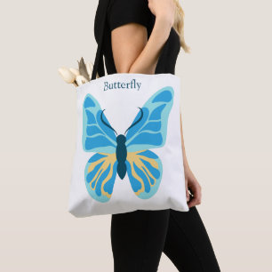Bolsa Tote Cores Personalizadas da Borboleta Nome Personaliza