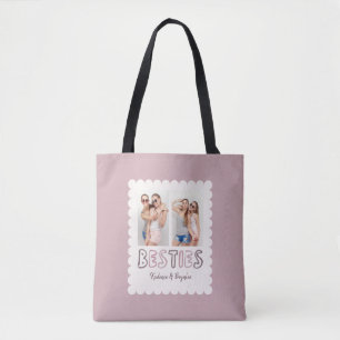Bolsa Tote Cores Personalizadas Qualquer 2 Amigos Foto Melhor