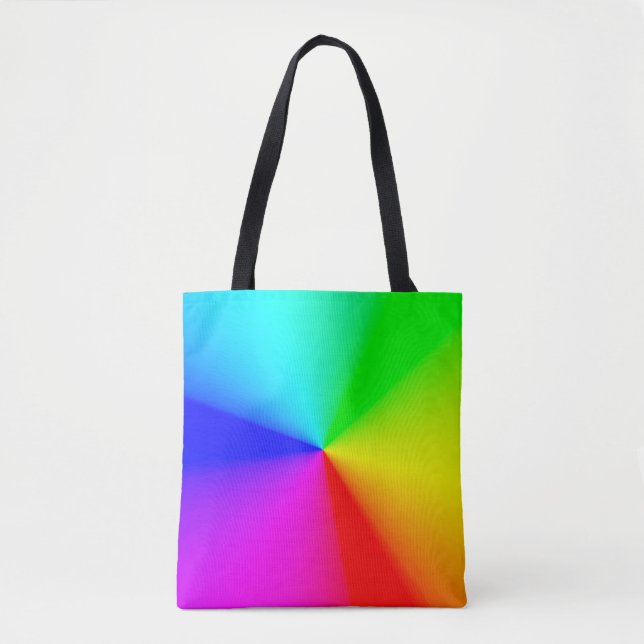 Bolsa Tote Cores Radiais do Arco-Íris LGBT (Frente)
