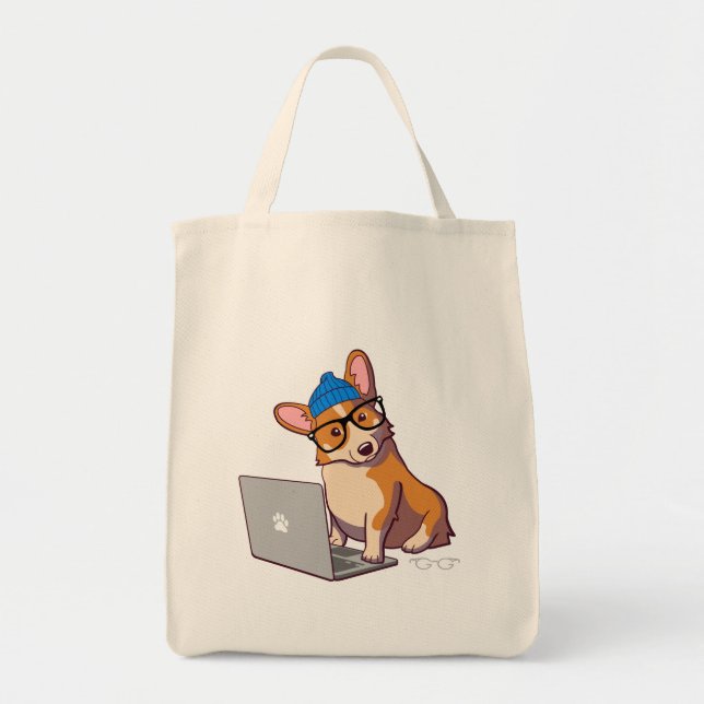 Bolsa Tote Corgi 2 do hipster (sem texto) (Frente)