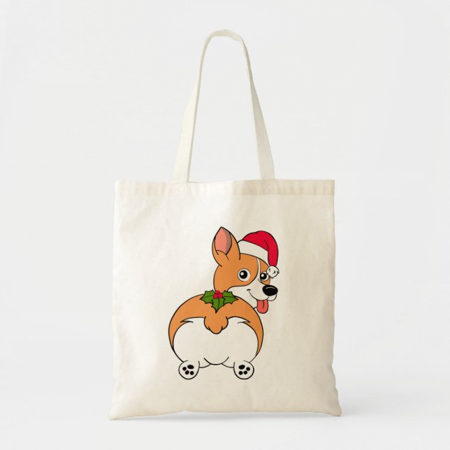 Bolsa Tote Corgi Cachorro Natal (Frente)