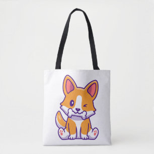 Bolsa Tote Corgi cúmulo com osso