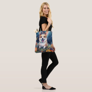 Bolsa Tote Corgi de Halloween com Abóboras Assustador
