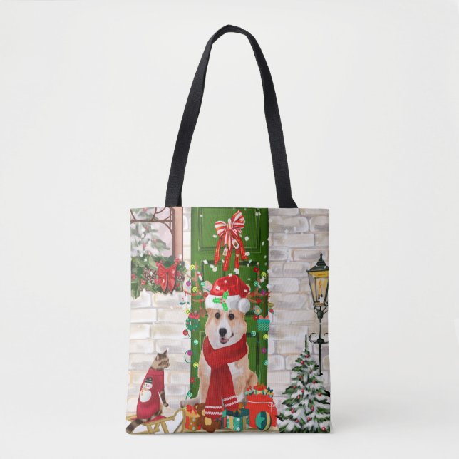 Bolsa Tote corgi Dog Christmas (Frente)