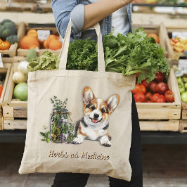 Bolsa Tote Corgi Dog Herbs como Medicina